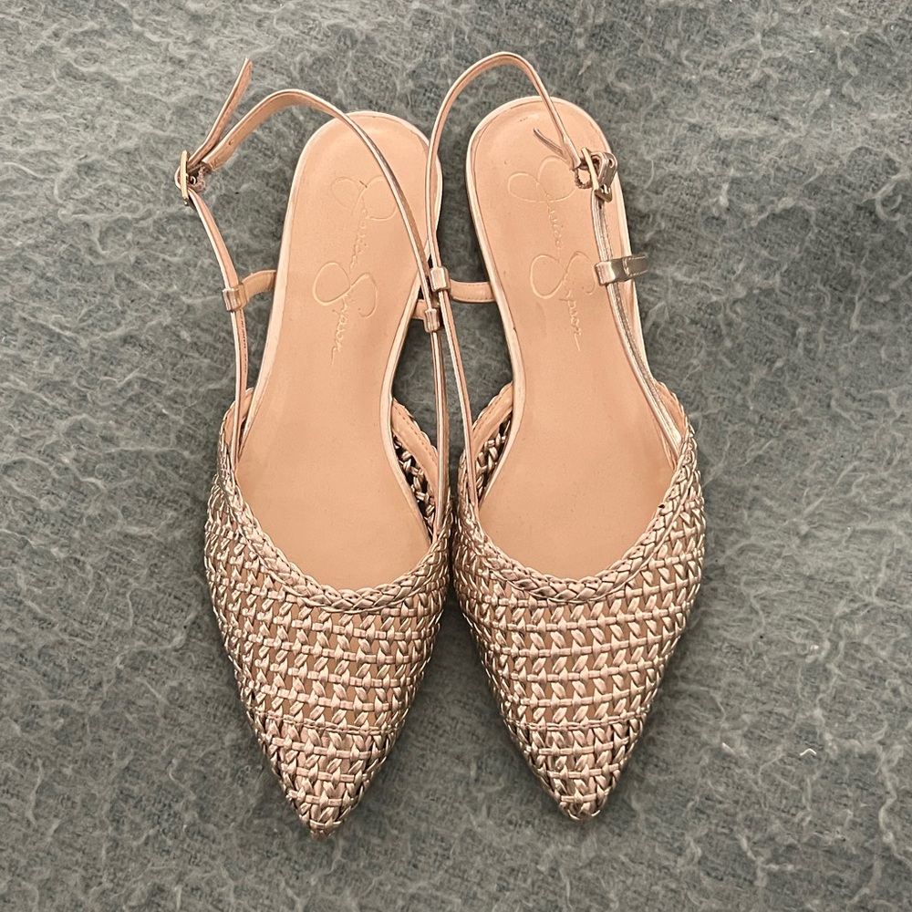 Jessica Simpson Gold Woven Flats